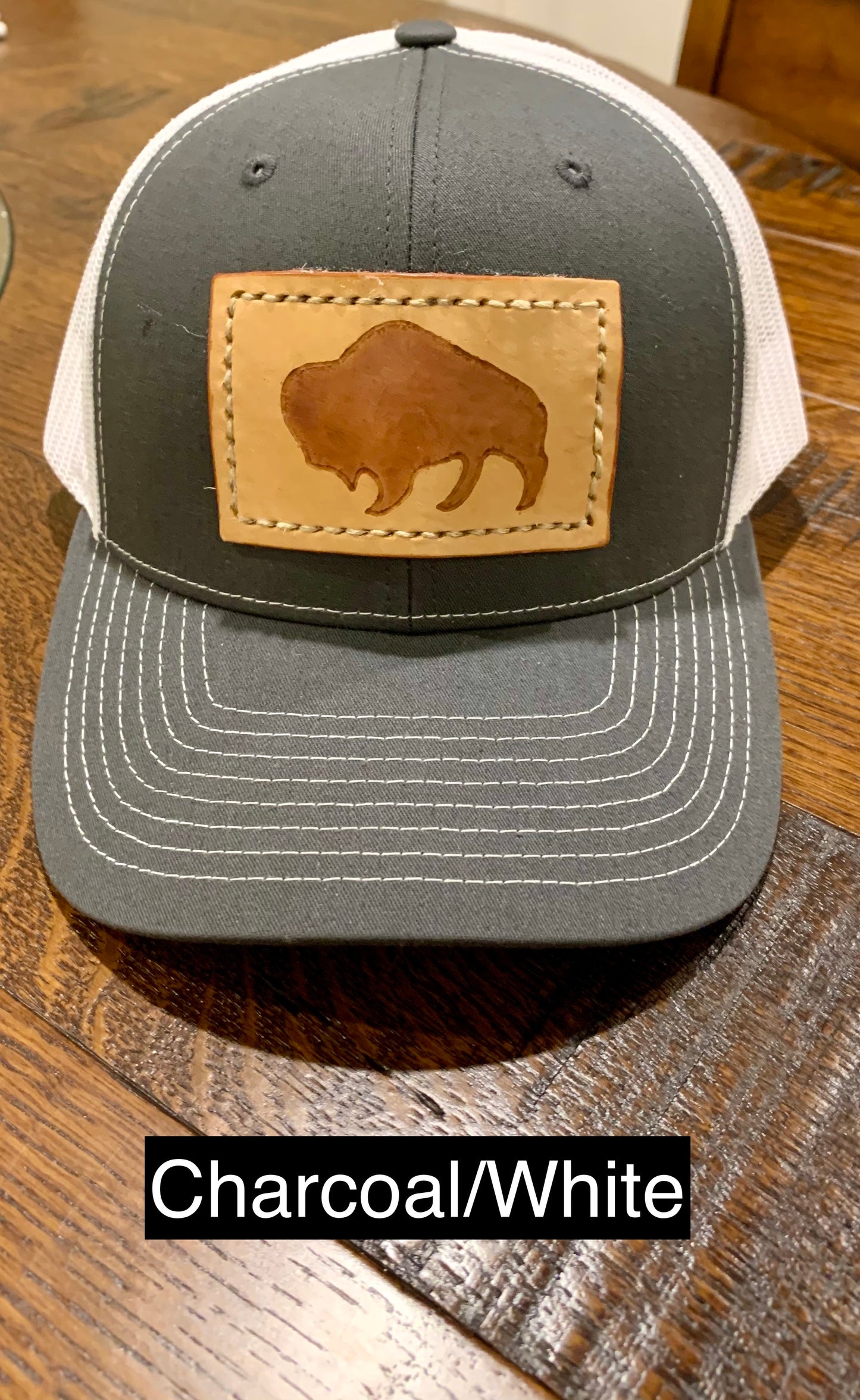 Bison Leather Patch Snapback Hat