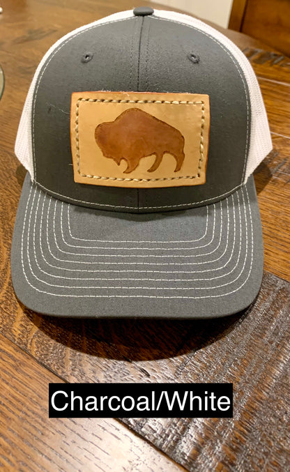 Bison Leather Patch Snapback Hat