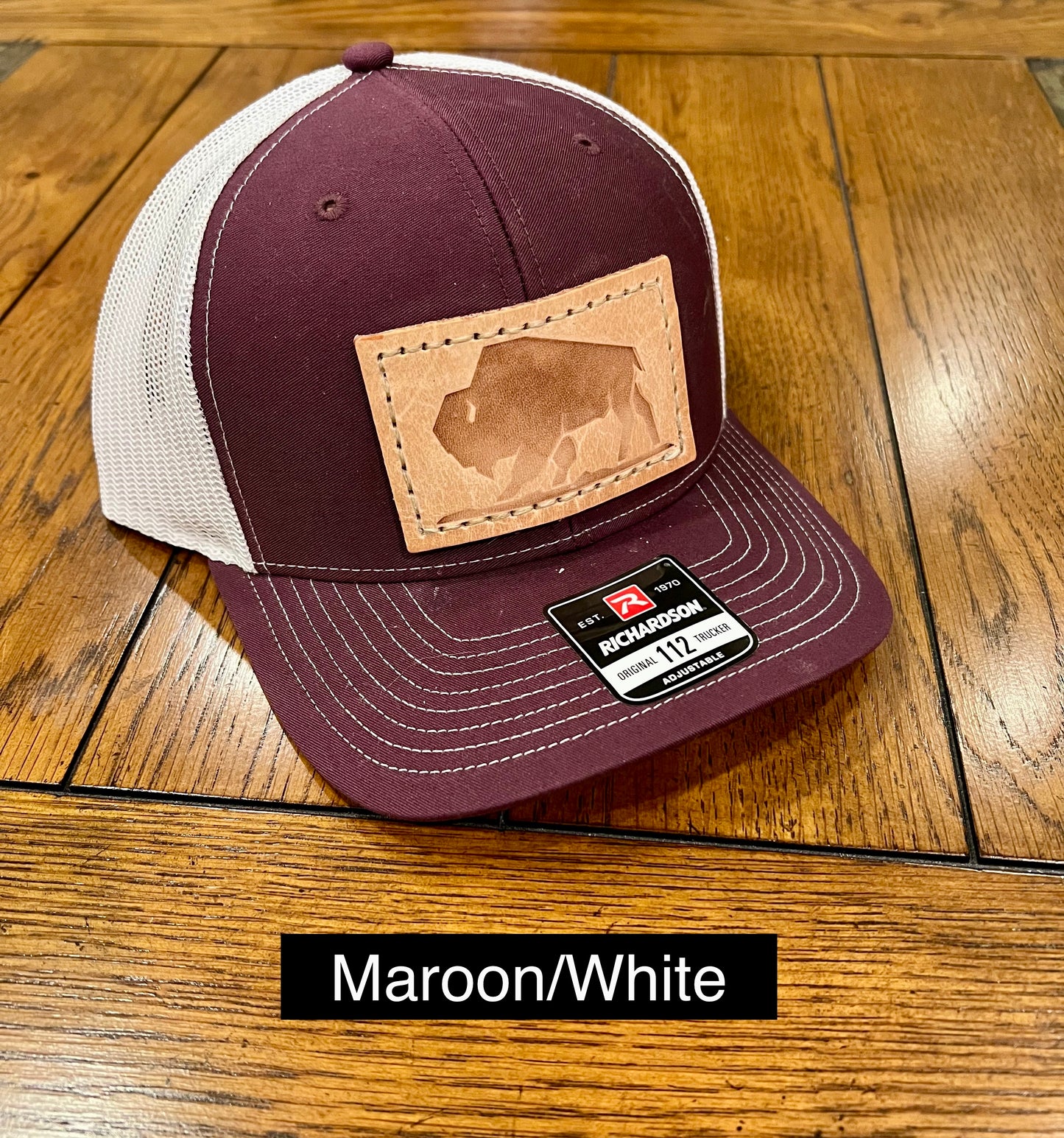 Branded Bison Leather Patch Snapback Hat