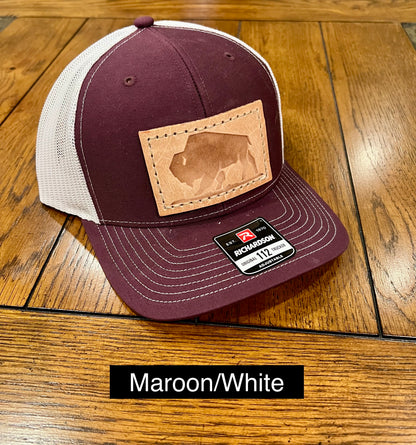 Branded Bison Leather Patch Snapback Hat