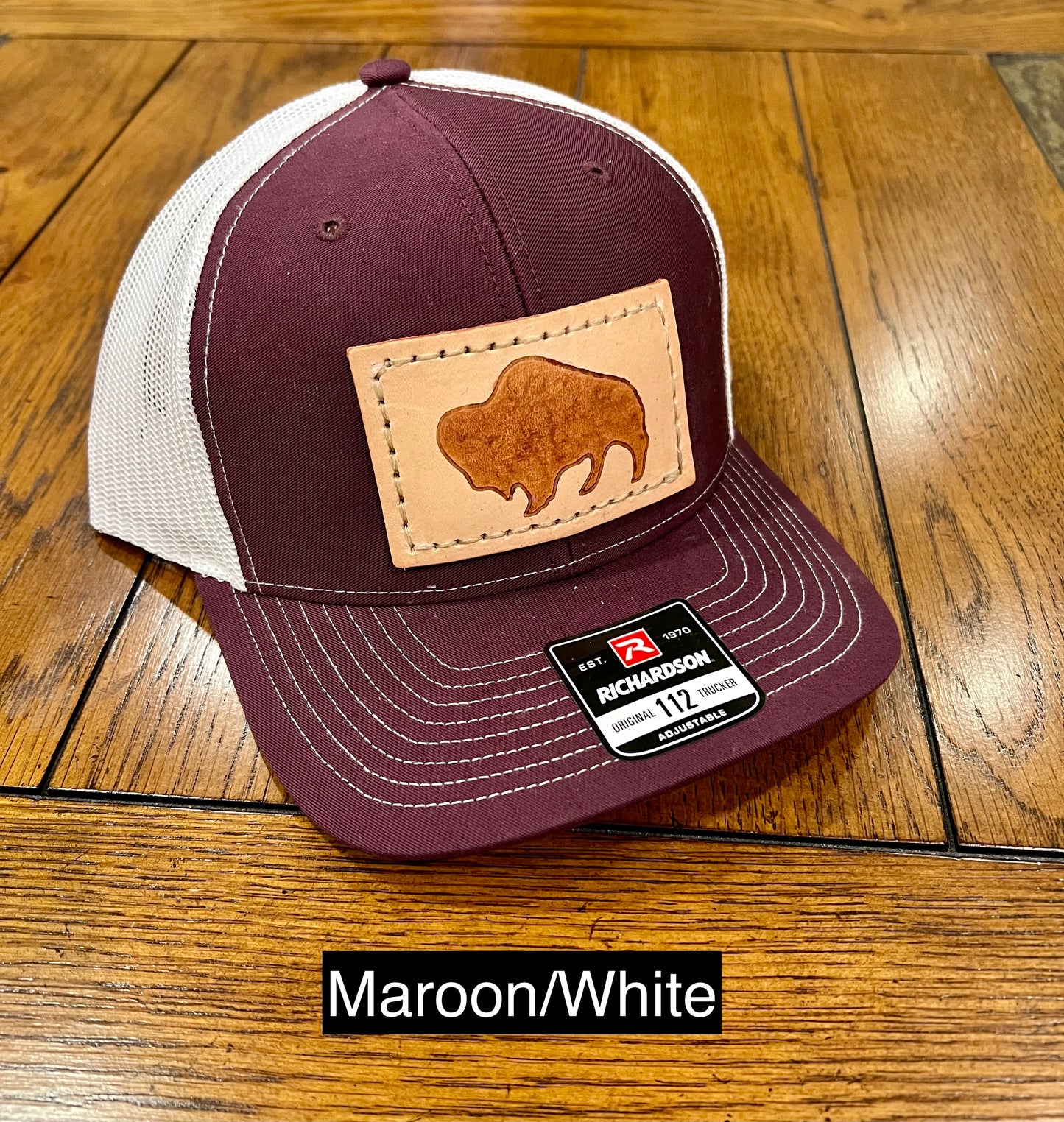 Bison Leather Patch Snapback Hat