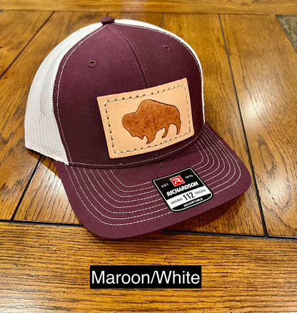 Bison Leather Patch Snapback Hat