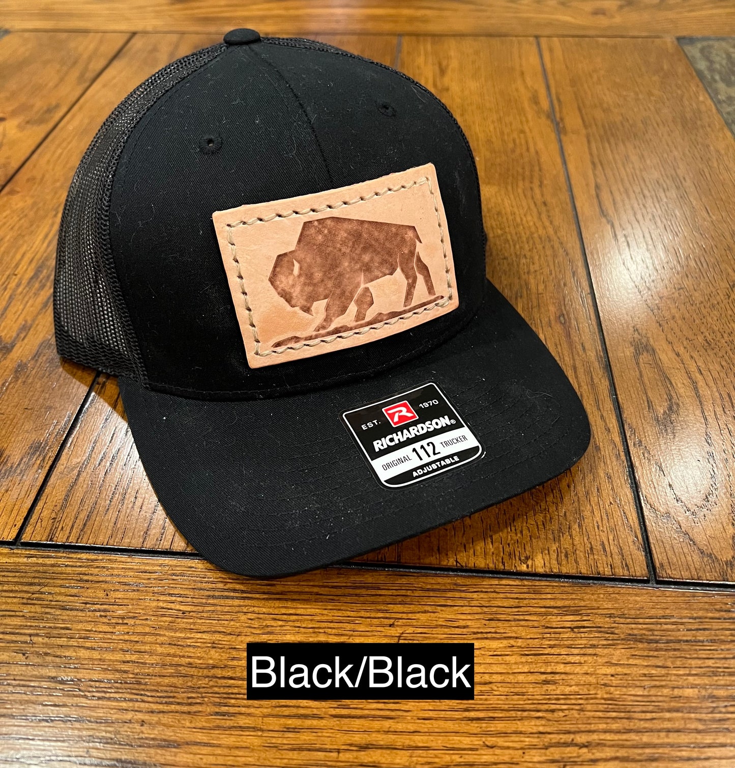 Branded Bison Leather Patch Snapback Hat