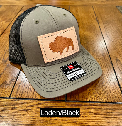 Bison Leather Patch Snapback Hat