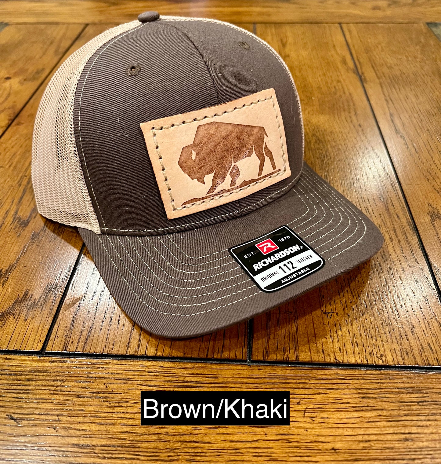 Branded Bison Leather Patch Snapback Hat