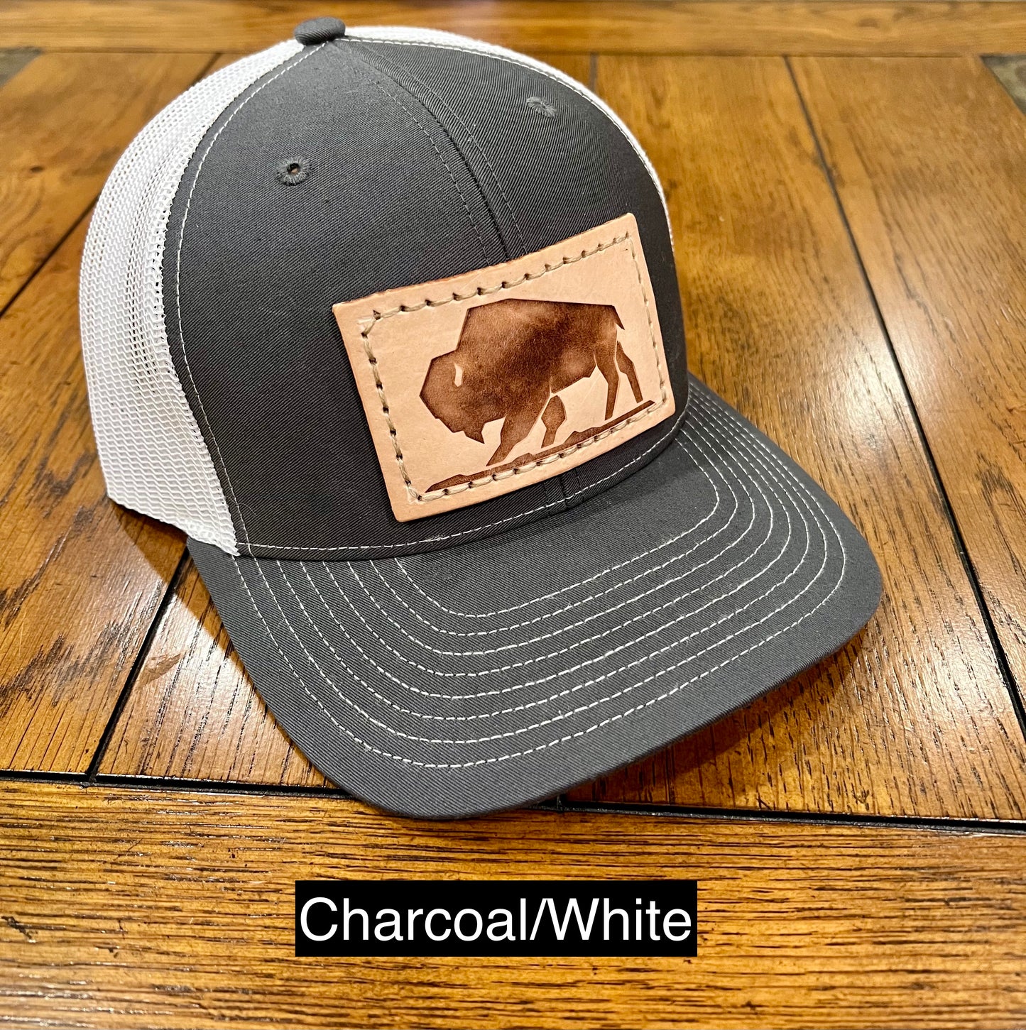 Branded Bison Leather Patch Snapback Hat